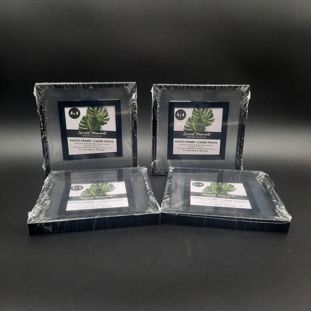 4x4 Photo Frame Special Moments Memories Collection Black‎ Wall Mount or Easel